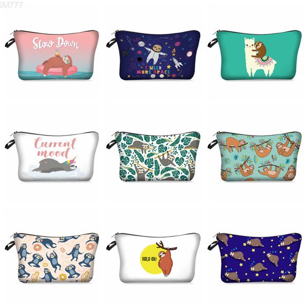 

a-tree sloth cosmetic bags 3d printing makeup bag travel organizer clutch pouch lady beauty toiletry portable storage dha1045