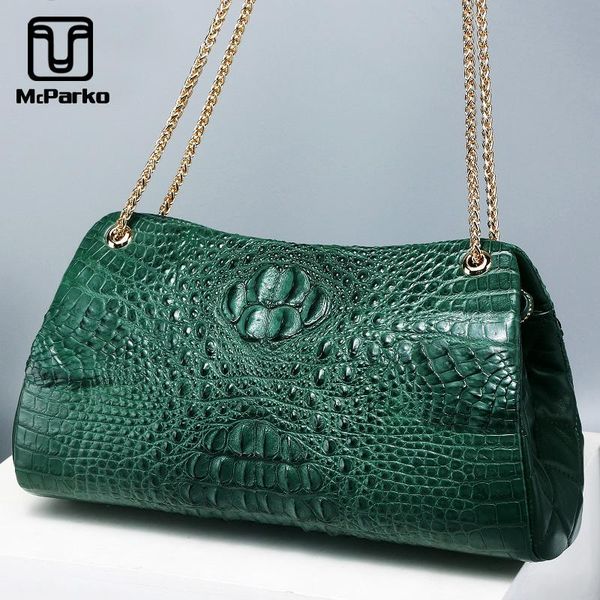 

mcparko crocodile shoulder bag for women 2020 ladies hand bags chain belt fashion genuine leather bags big capacity green handbag female