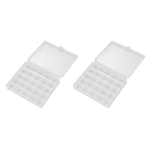 

25 solts transparent sewing empty box plastic empty bobbins spools box sewing machine bobbin storage case organizer, Black