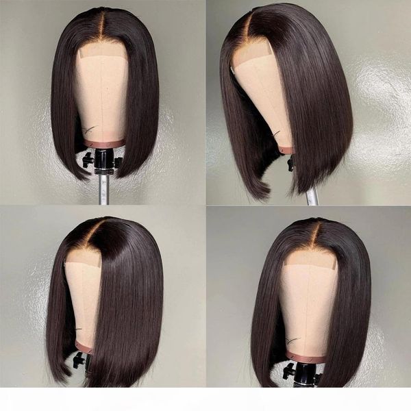

meetu new arrvial 2x6 bob lace frontal wigs brazilian virgin hair straight lace frontal human hair wigs swiss lace frontal wig pre plucked, Black;brown