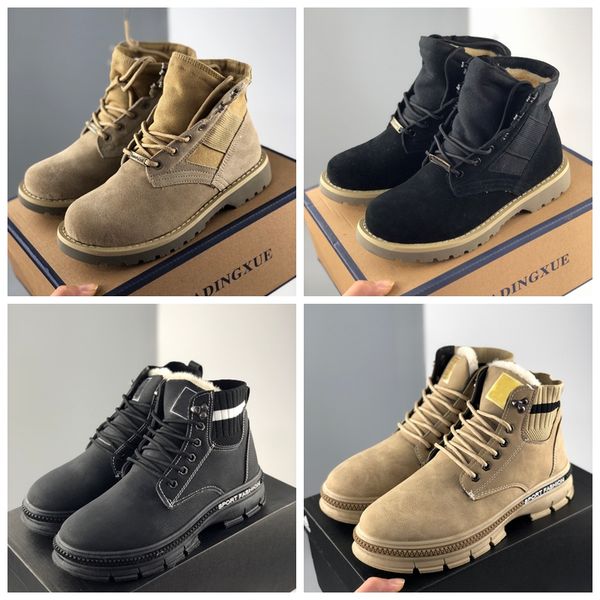

martin mens boots snow boots women boots plus fleece waterproof booties outdoor shoes fashion sneakers size 36-44, Black