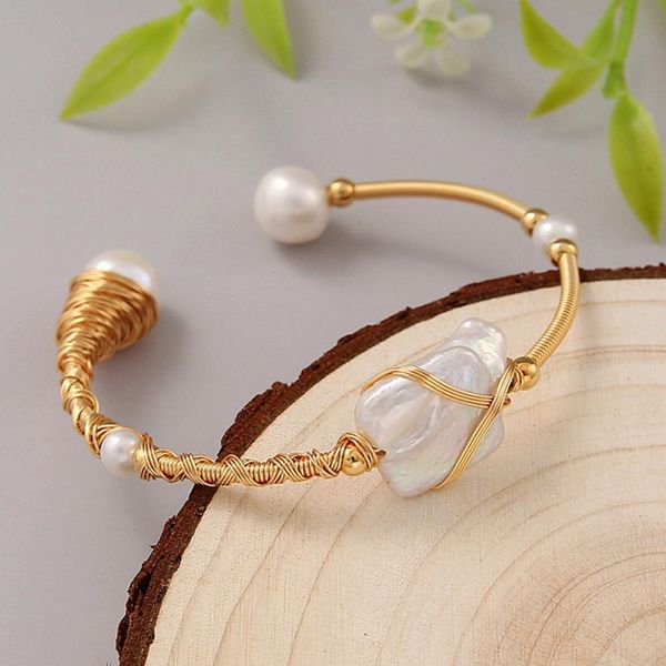 

coeufuedy freshwater baroque pearl bracelet & bangles for women gift adjustable open pearl bracelet fine jewelry 1028, Black