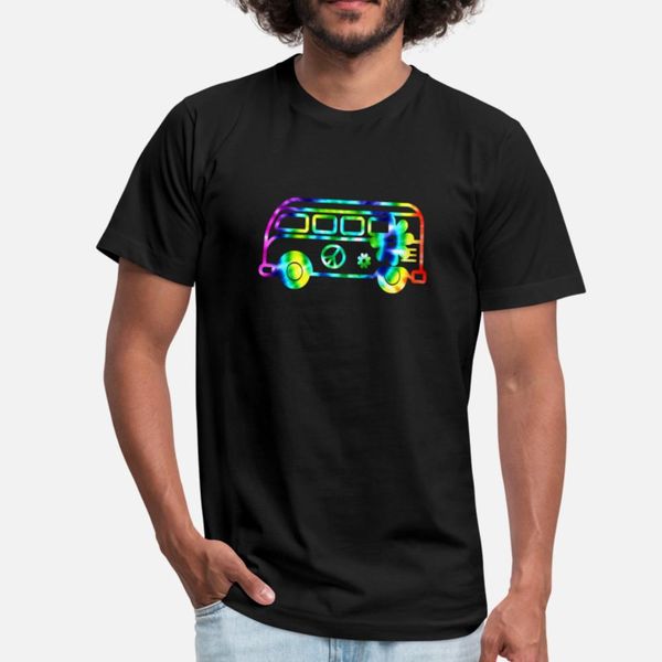 

rainbow hippie bus happy camper tie dye pattern designers graphic t shirt humor street white tracksuit hoodie sweatshirt