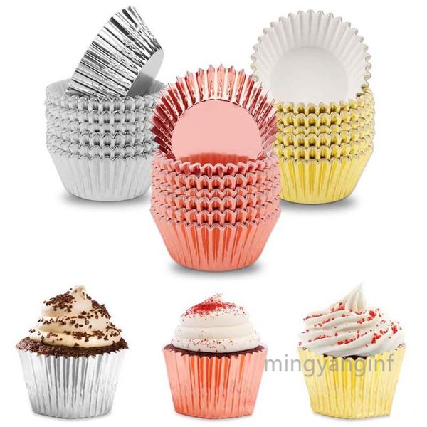 

100 пакет маффин торт выпечки чашки, алюминиевая фольга metallic paper cupcake muffin mold кондитерские изделия гильзы для выпечки стаканчик