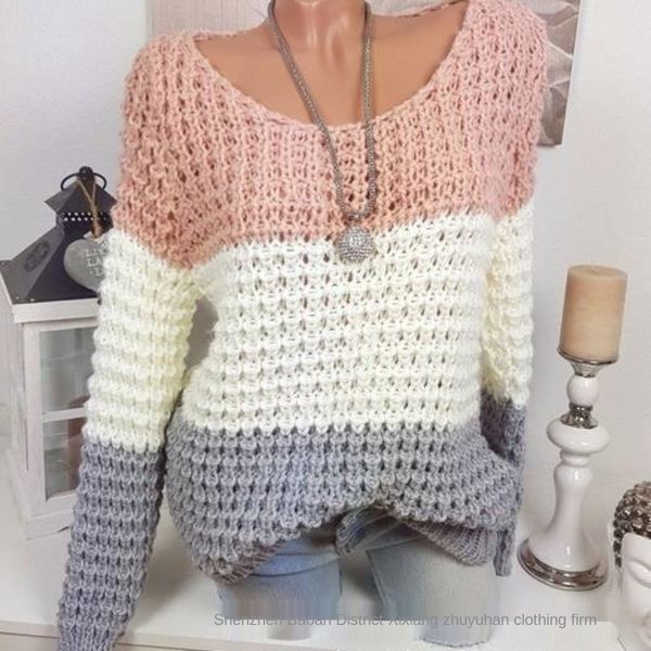 

b4xfn 20192 размера цвета рукава женской мода o-воротник вязаного цвета и зимой большие лицо осенью женщин длинного свитера свитер 3rwf5, White;black