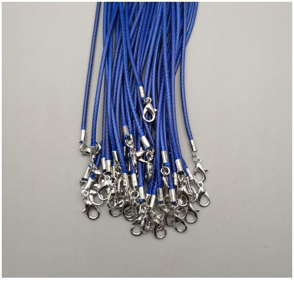 

fashion 2mm 100pcs blue clasp lobster wax leather chains necklaces rope pendant for jewelry making charm accessories w jllrqg, Silver