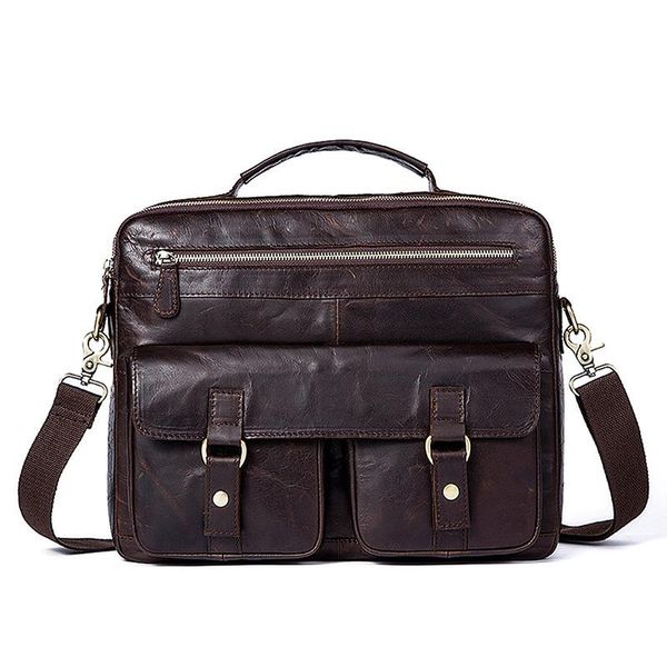 

genuine leather men's business briefcase cowhide retro men's crossbody messenger shoulder bag man laphandbag