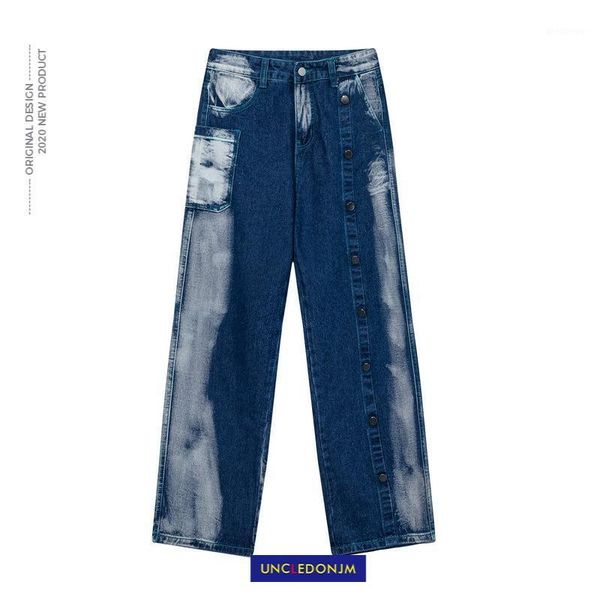 

uncledonjm tie dyed jeans men's bf harajuku fashion brand hip-hop cool street fashion pants biker jeans designer an-c0671, Blue