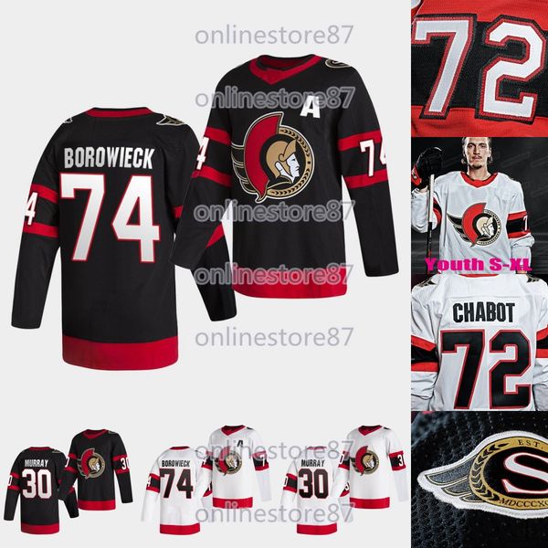

matt murray ottawa senators 2021 season jersey thomas chabot tim stutzle matt murray bobby ryan ron hainsey mark borowieck hawryluk tierney, Black