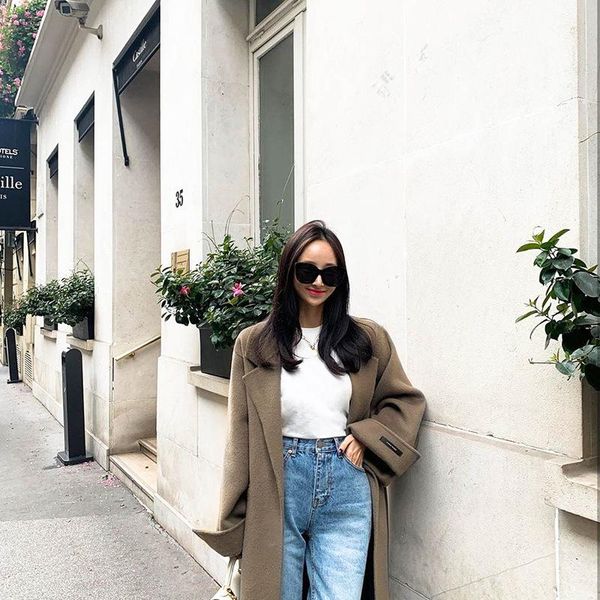 

women's wool & blends double faced woolen overcoat, Black