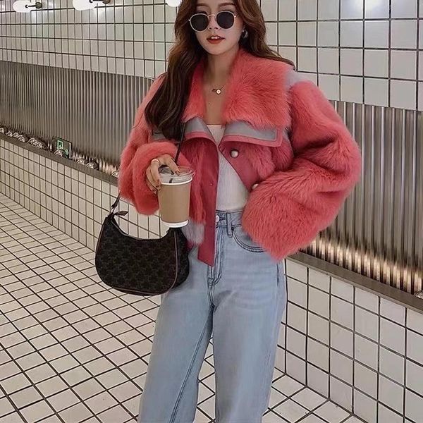 

2021 new elegant merino sheepskin leather and fur jacket short coat women winter original natural genuine leather jacket, Black