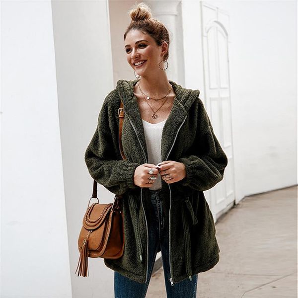 

new fashion womens wool new loose casual hooded warm wool coat long sleeve for women drop shipping good quality, Black