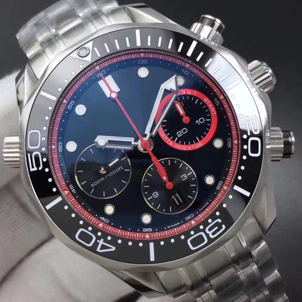 

men mens fly-back watch watches full stainliess steel chronograph quartz movement wristwatches, Slivery;brown