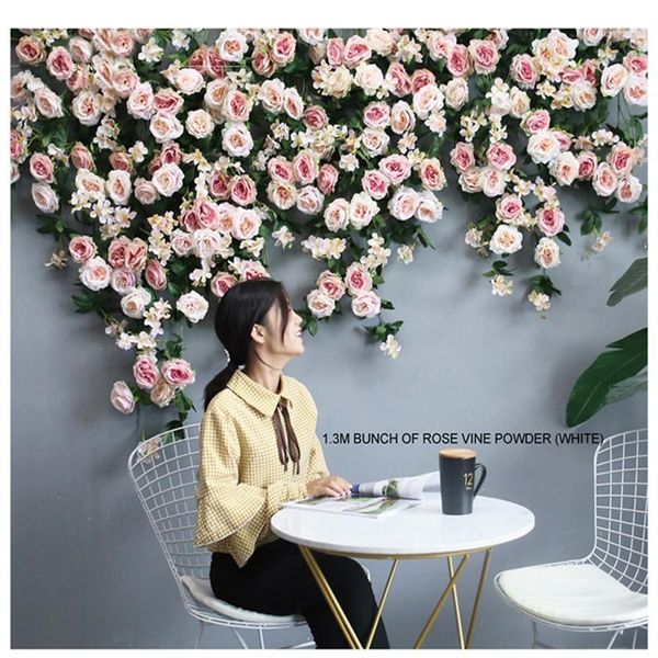 

decorative flowers & wreaths artificial silk roses ivy vine with green leaves for home wedding party decoration flower leaf diy hanging garl