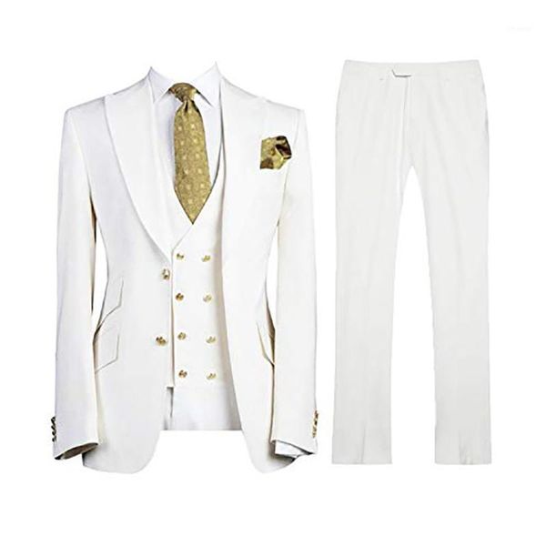 

men's slim fit suits fashion blazer sets 3 piece jacket vest and pants formal groom wedding tuxedo traje de hombre para boda1, White;black