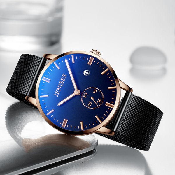 

jenises quartz wristwatch 2018 mens watches brand luxury black man watch date clock male hodinky classic business men watch, Slivery;brown