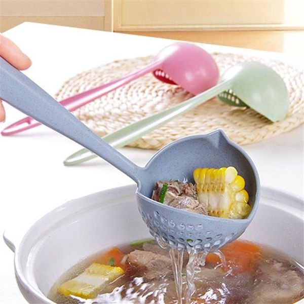 

spoons creative kitchen wheat straw colander two-in-one environmentally friendly tableware pot dual-use soup spoon