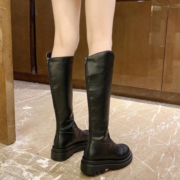 

2020 platform women long boots over the knee boots female autumn winter thigh high pu leather chunky heels, Black