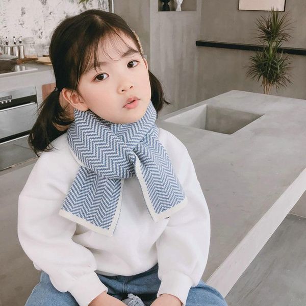 

new children water double-sided contracted female baby knitting warm scarf collar sjaal kind cachecol feminino inverno bufanda, Blue;gray
