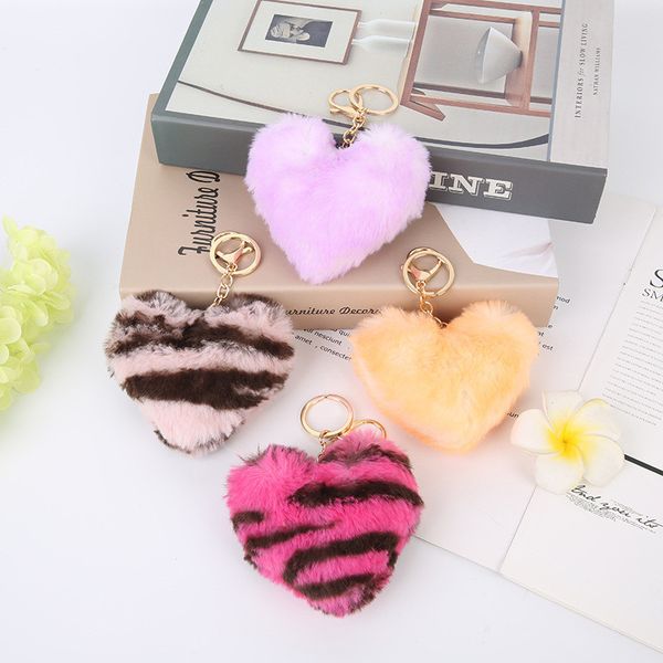 

leopard print heart keychain pendant toy plush toys gifts kawaii doll mini cute stuffed plush car keychain pendant heart keychain gg12905