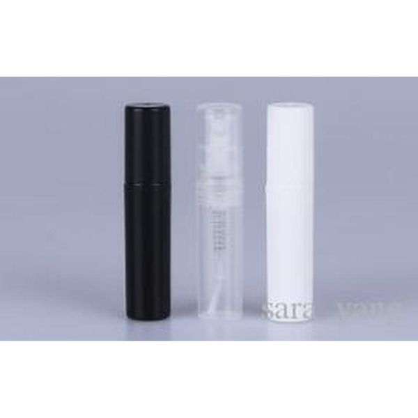

1000pcs 2ml mini sample portable plastic perfume bottle transparent black white color spray refillable bottle clear empty small astqy