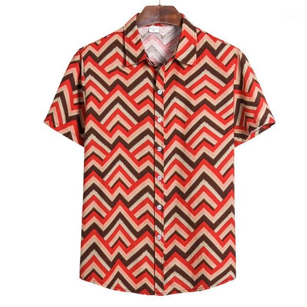 

shirt for men plus size fashion print short sleeve blouse male casual british fan stripe shirts summer new 20201, White;black