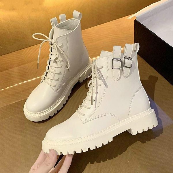 

women black platform boots winter buckle thick sole waterproof ankle motorcycle sneakers botas de mujer