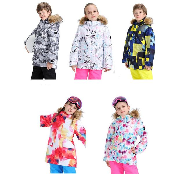 

skiing jackets children's snow suit wear boy's and girl's sets snowboarding clothing 10k windproof winter outdoor costumes ja