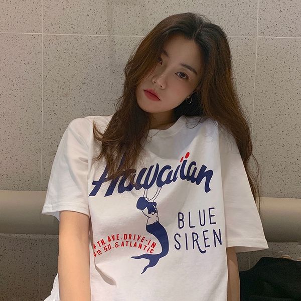 

931 # хлопок эрозии шерсть шерсть 2020 летние чистые красные новые модули корейский потерять короткий рукав женщина knbnn, White