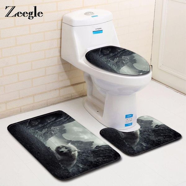 

zeegle bath mat for toilet floor rugs for home 3 pcs/set anti slip tapes bathroom carpet door mat waterproof pad bath rug