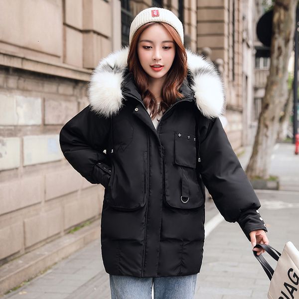 

winter women hooded long parkas cotton padded jacket fur collar plus size thick coat femme 2020 casual warm outwear giacca donna