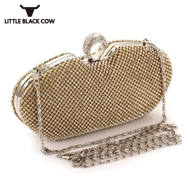 

women diamonds studded evening bag beads bling bling crystal mini clutches shoulder bags chain wedding party bag