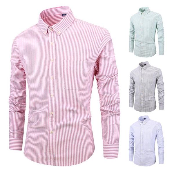 

men's fashion shirts men 100% cotton soft comfort oxford shirt men casual long sleeve striped shirt slim fit blouse, White;black