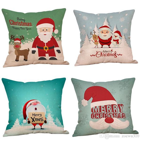 

christmas pillow cover pillowslip linen christmas beige print pillow case home party decoration square pillowslip 45cm dh0206