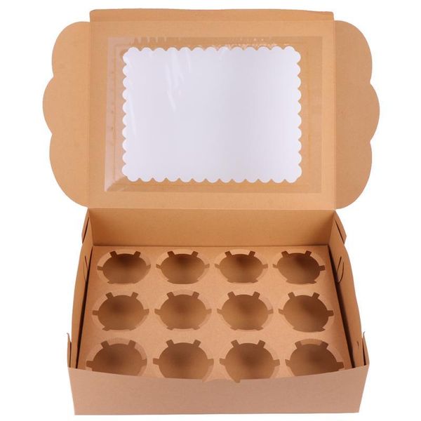 

12pcs упаковка коробки крафт бумаги cupcake упаковки box кекс ящик для хранения конфеты венчания торта контейнера без ленты sqcuyb pp2006