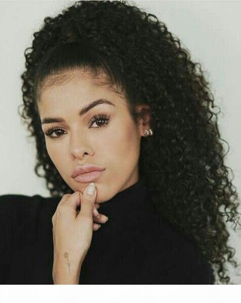 

peruvian magic wrap around ponytail hairpieces 160g clip in afro kinky curly ponytail 100% virgin human hair extensions, Black
