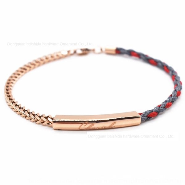 

a new type of titanium steel engraved lovers cast pipe bracelet polished surface rose gold engraved elbow bracelet qhuct, Golden;silver