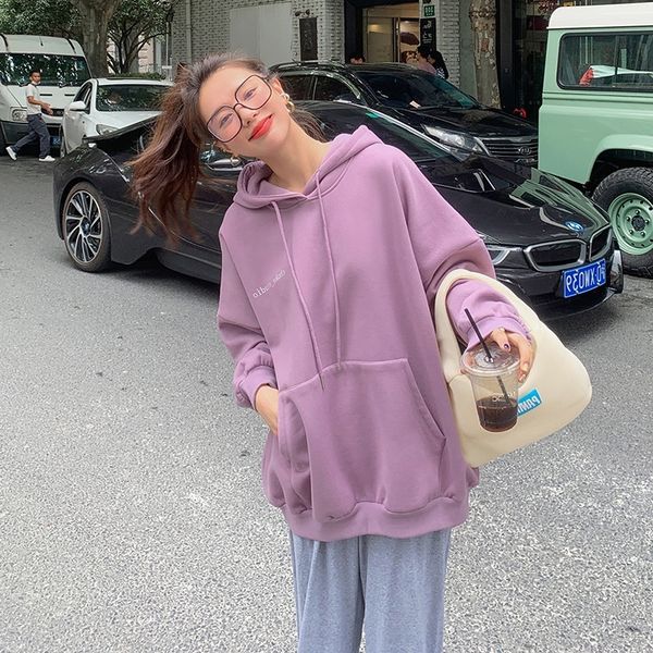 

ugtpp 2020 internet celebrity loose korean style casual chic letter printing sweater sweaterlazy bfstyle simple autumn hooded sweater fguwe, Black