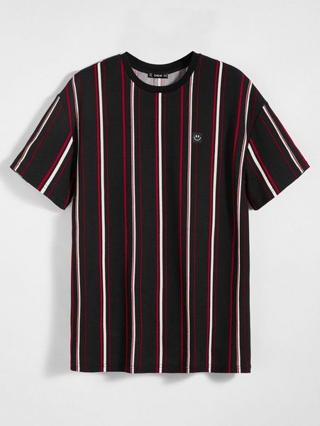 

men patched detail striped tee v4vt#, White;black
