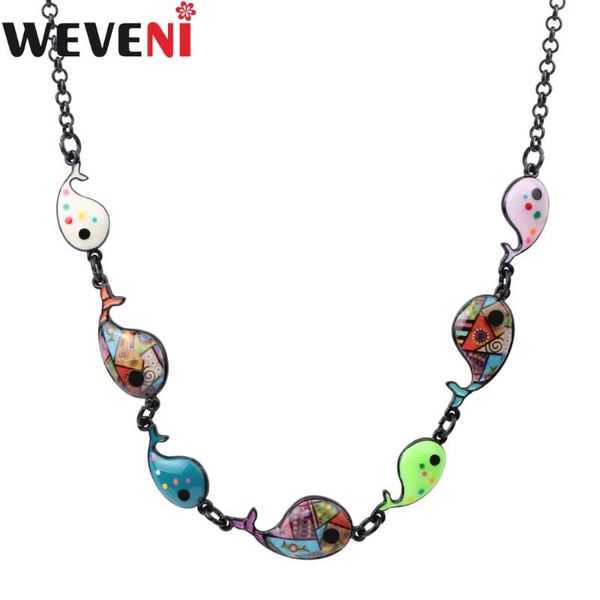 

chokers weveni statement maxi enamel metal whale fish choker necklace pendants chain collar fashion ocean animal jewelry for women, Golden;silver
