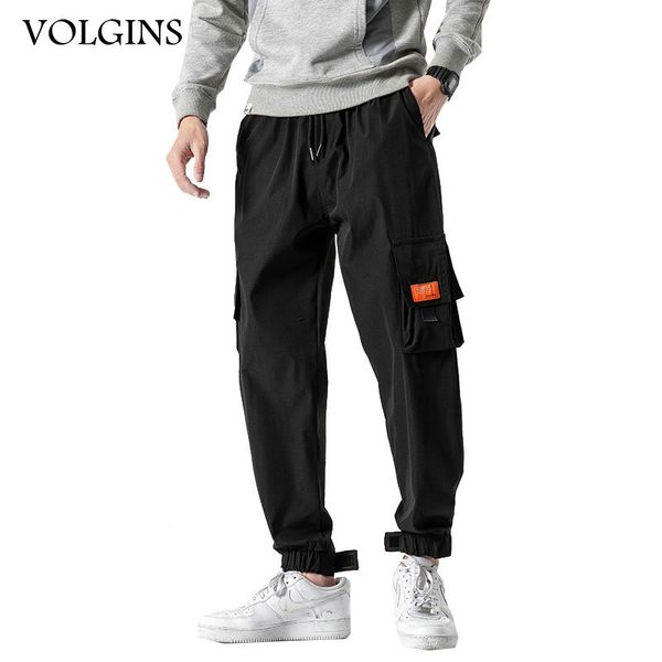 

streetwear cargo men loose drawstring many pockets joggers trousers black hip hop male casual pants plus size 5xl