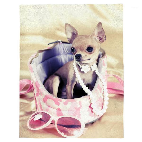 

animal dog pet cute fashion sunglasses spring and autumn soft flannel blanket office siesta blanket sofa bed1