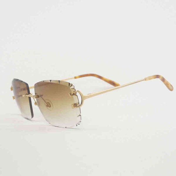 

2022 factory wholesale new vintage diamonds cutting rimless sunglasses men oversize c wire eyewear women for summer clear glasses metal fram, White;black