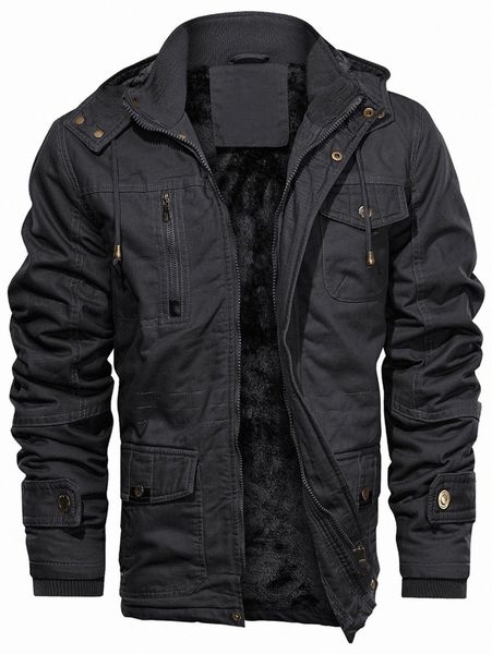 

men flap pocket drawstring hooded teddy lined coat h8d0#, Black;brown