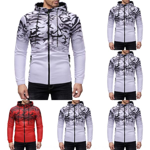 

2019 men's 3d progressive coat sweater fashion hooded sweater casual sports personalized print coat ebut6, Black