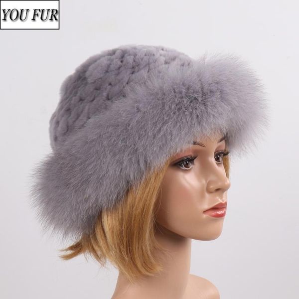 

new fashion women natural rex fur hats winter lady warm fluffy real fur fedoras caps knitted girls genuine hat1, Blue;gray