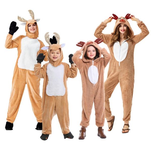 

umorden child christmas reindeer costume girl women hooded cozy fawn deer costume cosplay onesie cartoon pajamas, Silver