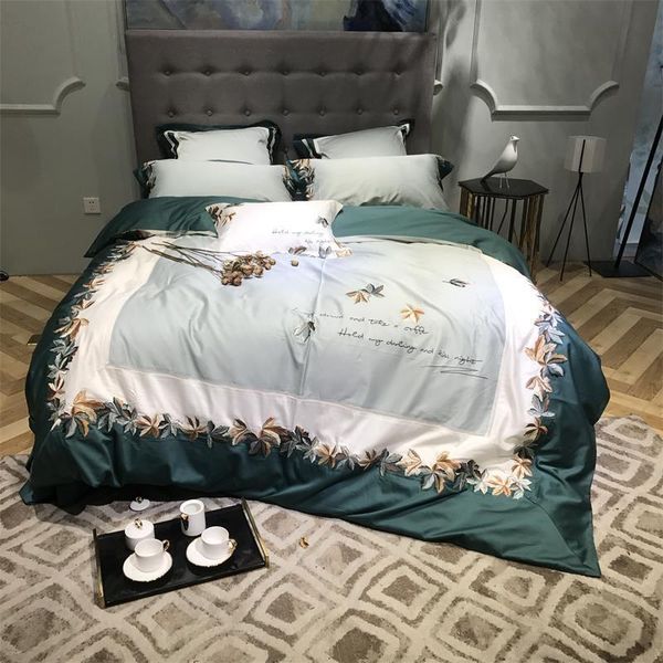 

oriental embroidery luxury egyptian cotton bedding set  king size bed set bedsheets bedlinen duvet quilt cover