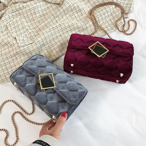 

velvet bag women's bag new fashion 2021 fashion chain one shoulder messenger