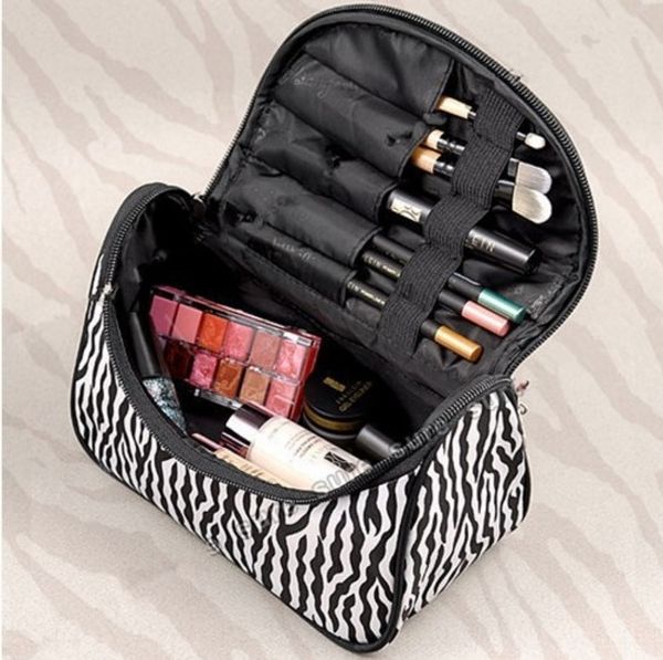 

korean fashion nylon zebra cosmetic stripe color yuanbao portable cosmetic bag washing bag llhlp